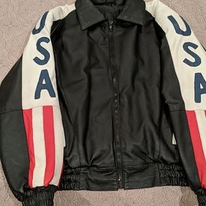 USA flag leather jacket